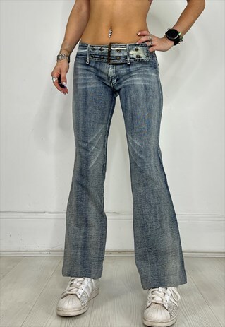 Vintage Y2k Jeans Low Rise Bootcut Buckle Flare 2000s