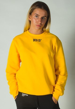 YELLOW SWEATSHIRT WITH BLACK BKSD LOGO