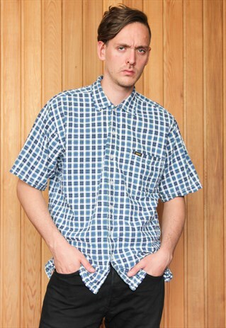 VINTAGE BLUE CHECKED LEE SHIRT