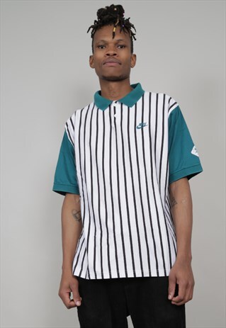 VINTAGE 90'S NIKE STRIPED CONTRAST POLO T-SHIRT