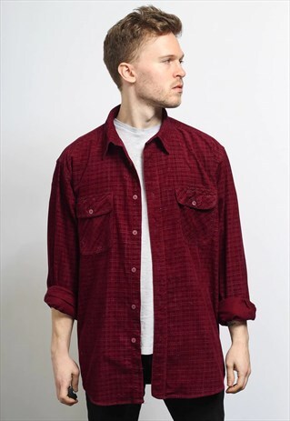 VINTAGE CORDUROY CORD SHIRT RED