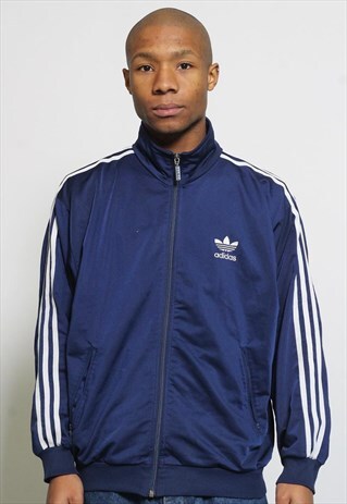 VINTAGE ADIDAS LOGO TRACK JACKET BLUE