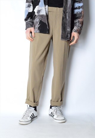 VINTAGE 90S BEIGE WOOL BLEND PANTS