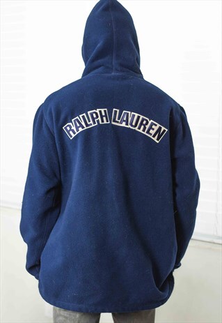 VINTAGE POLO RALPH LAUREN FLEECE HOODIE SWEATSHIRT LOGO M 17