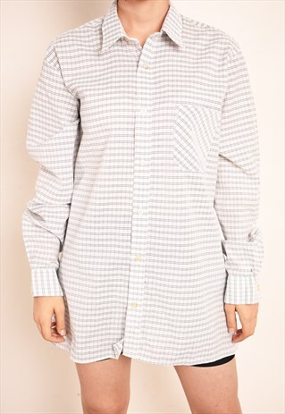 VINTAGE 90'S RETRO CHECKED OVERSIZED BOYFRIENDS SHIRT TOP
