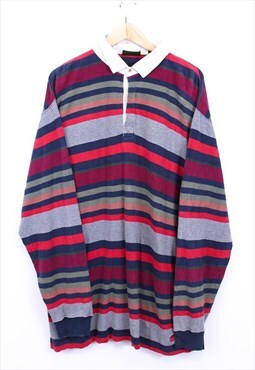 Vintage Timberland Polo Shirt Multicolour Striped With Logo