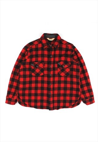 VINTAGE L.L.BEAN RED/BLACK FLANNEL SHIRT, BOXY FIT