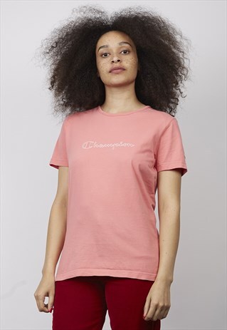 VINTAGE 90'S CHAMPION LOGO PINK T-SHIRT