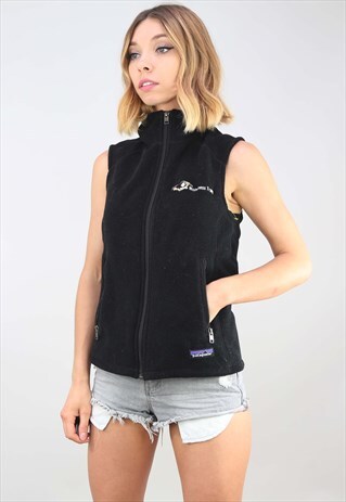 VINTAGE BLACK PATAGONIA SYNCHILLA ZIP UP GILET FLEECE