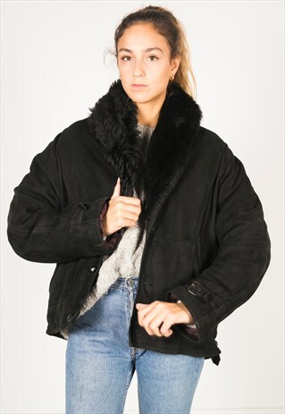 VINTAGE 80S WINTER SHEEPSKIN COAT / R052