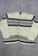 VINTAGE ABSTRACT KNITTED CARDIGAN PATTERNED KNIT SWEATER