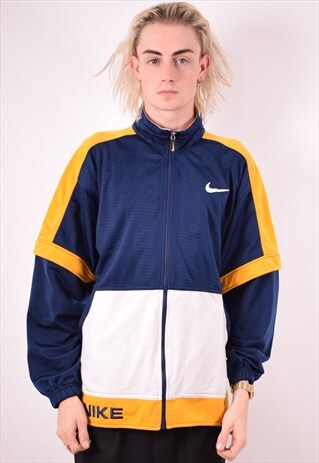 NIKE MENS VINTAGE TRACKSUIT TOP JACKET MEDIUM BLUE 90S