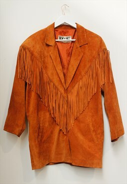 Vintage 80's Tan Suede Fringe Festival Jacket