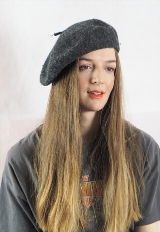 VINTAGE CHARCOAL BERET HAT