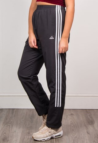 ADIDAS 90'S BLACK HIGH WAIST TRACKSUIT BOTTOMS TROUSER