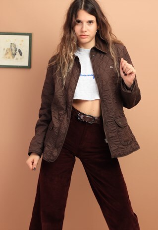 VINTAGE LACOSTE QUILTED JACKET BROWN