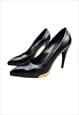 Louis Vuitton Heels Pointed Toe Black Leather Court Shoes 37