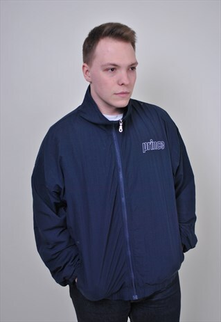 90S BLUE MINIMALIST TRACK SUIT JACKET, VINTAGE SPORT JACKET