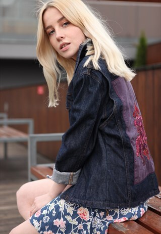 VINTAGE 90'S REWORKED INDIAN BOHO FESTIVAL DENIM JACKET