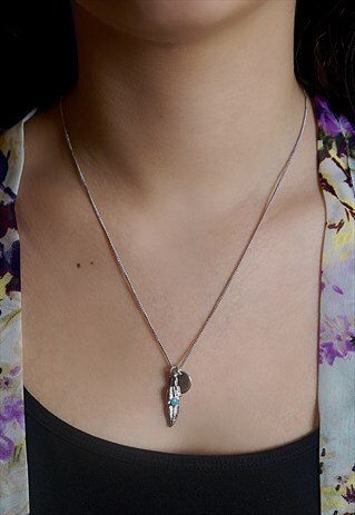 BOHO LEAF AND CIRCLE DISC PERSONALISED PENDANT