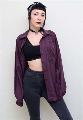 VINTAGE 90'S GENUINE SILK PLUM OVERSIZED SHIRT