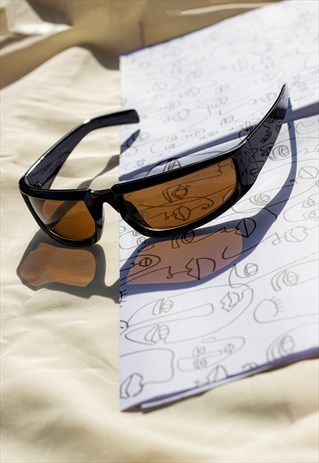 Brown Chunky Visor Sunglasses