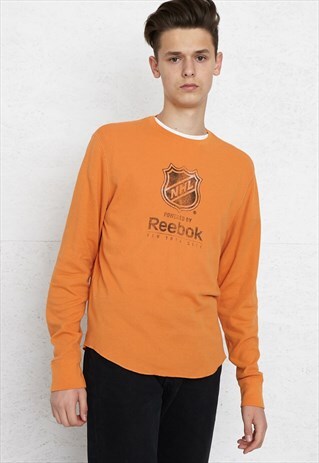 VINTAGE ORANGE REEBOK CREW NECK LONG SLEEVE TOP
