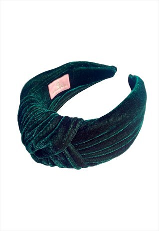 HIGH KNOT LUXURY VELVET HEADBAND EMERALD GREEN