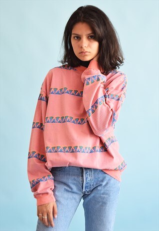 80'S RETRO STRIPED OVERSIZED SWEATSHIRT TOP