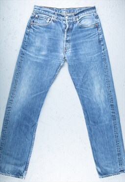 90s Levis 501 Mid Blue Straight Leg Red Tab Jeans - B2501