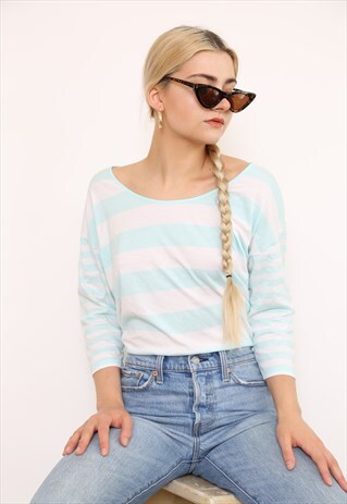 VINTAGE 90S STRIPED STRIPE BRETON TOP T-SHIRT