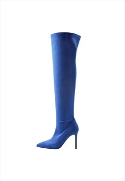 Stretch Overthe Knee High Boot Pointed Toe Stiletto Booties