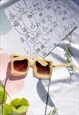 CREAM FRONT LENS RECTANGLE THICK FRAME SUNGLASSES 