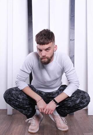 VINTAGE 90S PATTERNED CRAZY PRINT TROUSERS. UNISEX. GYM