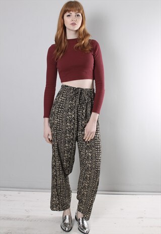 VINTAGE 90S FLORAL PATTERNED PYJAMA PANTS TROUSERS