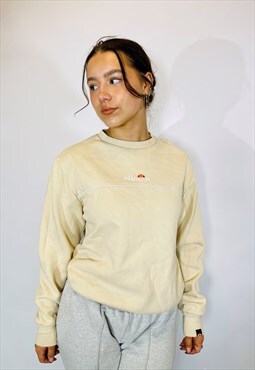 Vintage Size L Ellesse Embroidered Sweatshirt in Cream