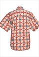 VINTAGE RED & GREY PATTERNED KAREN SCOTT REVERE FRONT SHIRT 