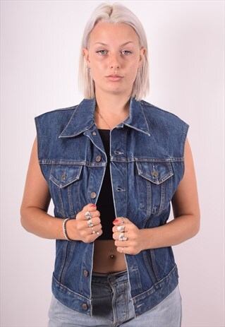 LEVI'S WOMENS VINTAGE DENIM GILET MEDIUM BLUE 90S