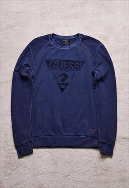 Vintage Guess Navy Spell Out Print Sweater