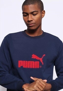 Vintage Puma Big Logo Sweatshirt Blue