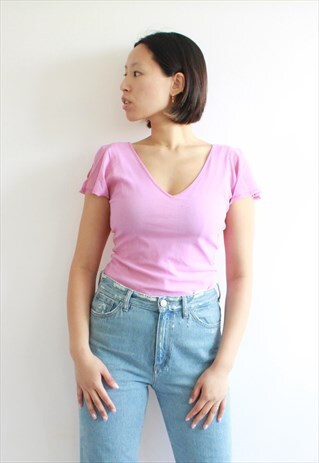 VINTAGE PINK MESH SPARKLE TOP