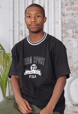 VINTAGE FILA SPORT BIG LOGO T-SHIRT BLACK
