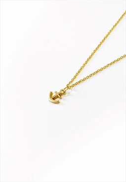 54 Floral Anchor Pendant Necklace Chain - Gold