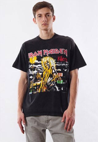 VINTAGE IRON MAIDEN 1997 KILLERS ROCK BAND TEE 90S BLACK