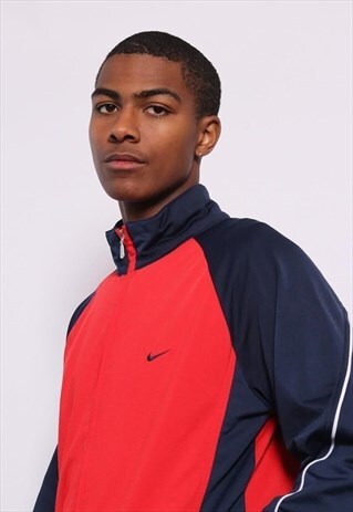 VINTAGE NIKE LOGO TRACK JACKET RED BLUE