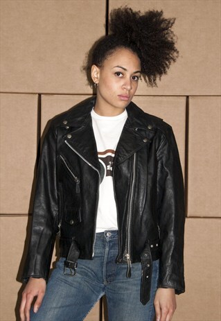 VINTAGE 80S BIKER LEATHER JACKET