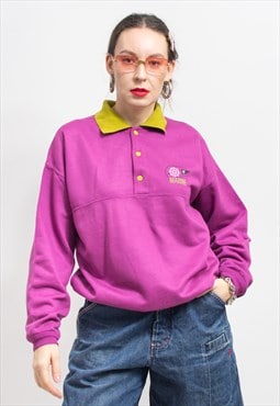 Vintage 90's collared sweatshirt in purple long sleeve