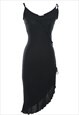 Vintage Black Ruffle Front Dress - XS