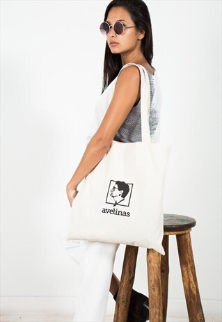 AVELINAS PRINTED LOGO COTTON TOTE BAG