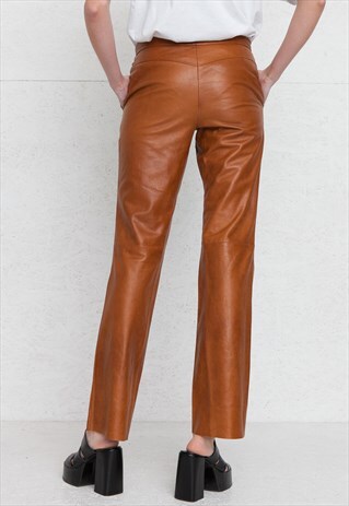 VINTAGE BROWN MOSCHINO LEATHER TROUSERS BOTTOMS